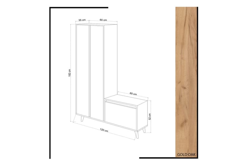 Förvaring hall Guld|Ek|Gul - Møbler - Entrémøbler - Møbelsæt til hall og entre
