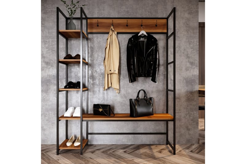 Gambetta Entrémøbelsæt 145 cm - Mørkebrun - Møbler - Entrémøbler - Møbelsæt til hall og entre