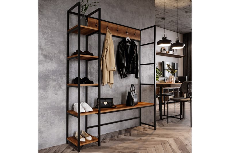 Gambetta Entrémøbelsæt 145 cm - Mørkebrun - Møbler - Entrémøbler - Møbelsæt til hall og entre