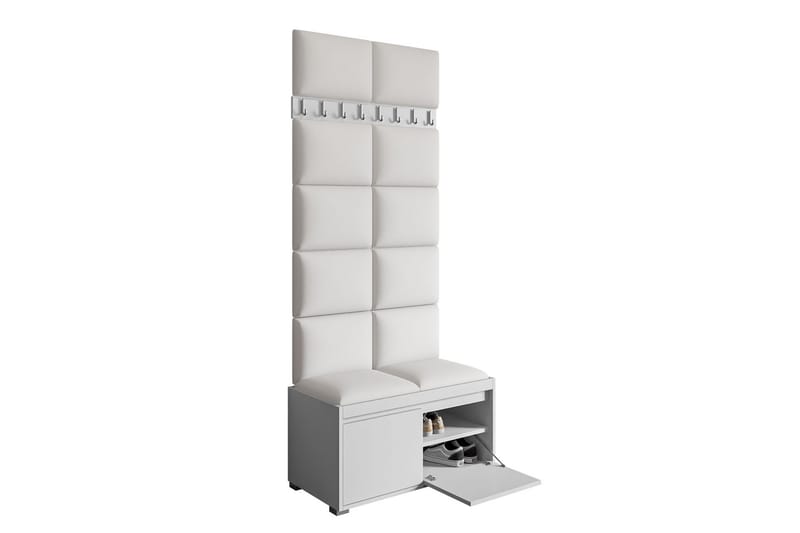 Grawis Bænk 2-Pers. med 12 stk Vægdekoration 40x30 cm - Grå - Møbler - Entrémøbler - Møbelsæt til hall og entre