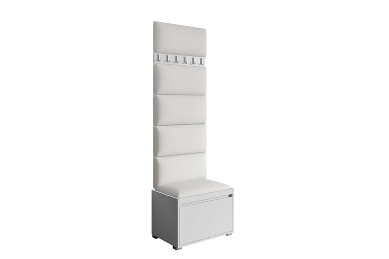 Grawis Bænk med 6 stk Vægdekoration 60x30 cm - Hvid - Møbler - Entrémøbler - Møbelsæt til hall og entre