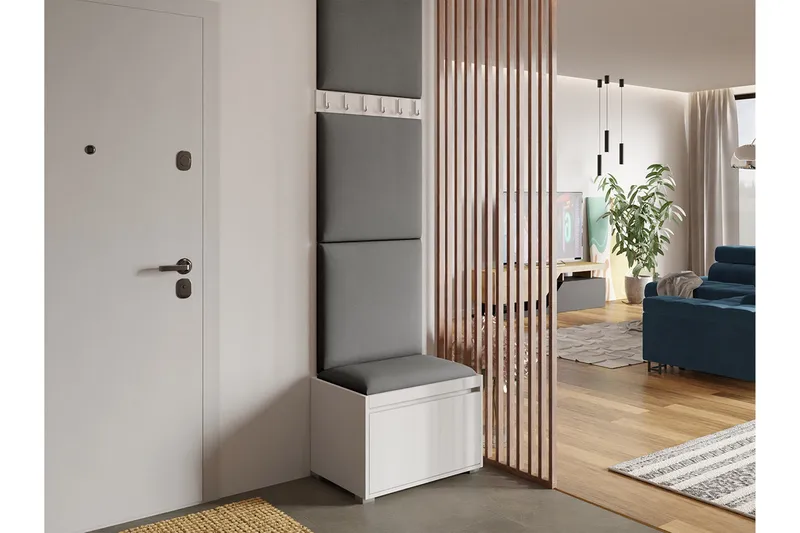 Grawis entrémøbler med tøjkroge + Skoskuffe - Grå - Møbler - Entrémøbler - Møbelsæt til hall og entre
