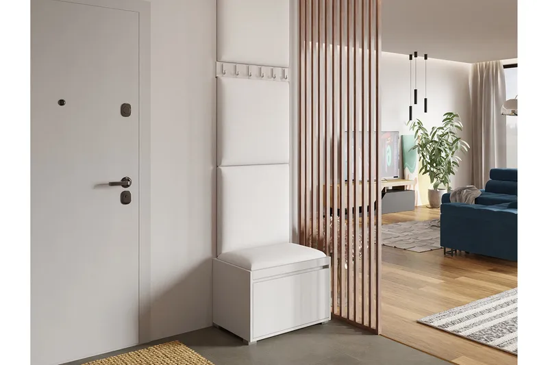 Grawis entrémøbler med tøjkroge + Skoskuffe - Hvid - Møbler - Entrémøbler - Møbelsæt til hall og entre