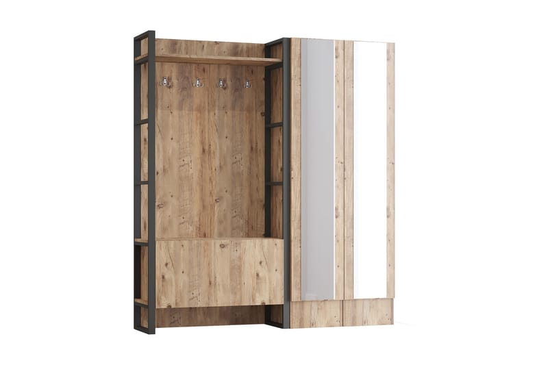 Hardyng Entrémøbelsæt 34x90 cm Dobbelt Højre - Natur - Møbler - Entrémøbler - Møbelsæt til hall og entre