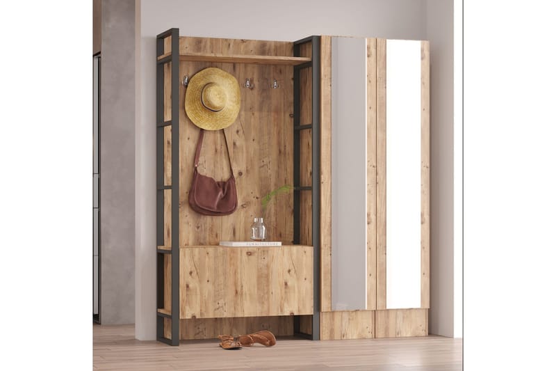 Hardyng Entrémøbelsæt 34x90 cm Dobbelt Højre - Natur - Møbler - Entrémøbler - Møbelsæt til hall og entre