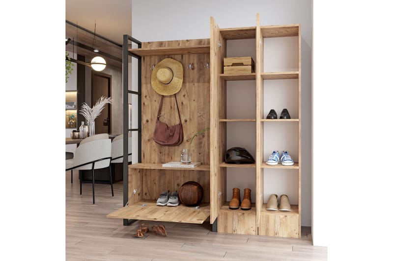 Hardyng Entrémøbelsæt 34x90 cm Dobbelt Højre - Natur - Møbler - Entrémøbler - Møbelsæt til hall og entre