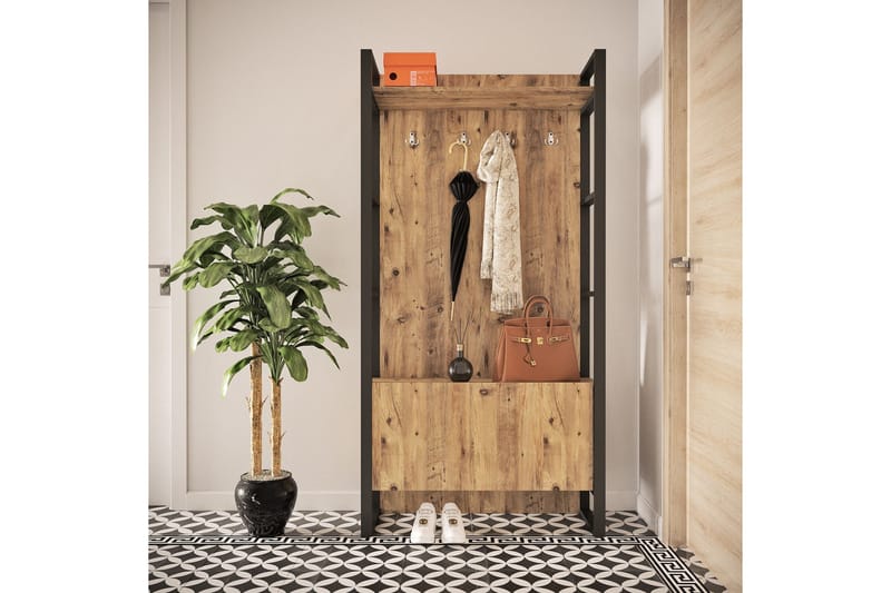 Hardyng Entrémøbelsæt 34x90 cm Dobbelt Venstre - Natur - Møbler - Entrémøbler - Møbelsæt til hall og entre