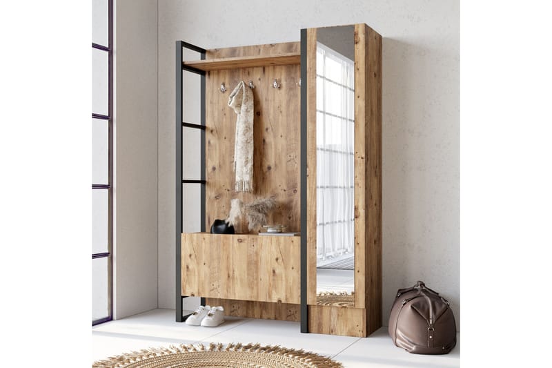 Hardyng Entrémøbelsæt 34x90 cm Højre - Natur - Møbler - Entrémøbler - Møbelsæt til hall og entre