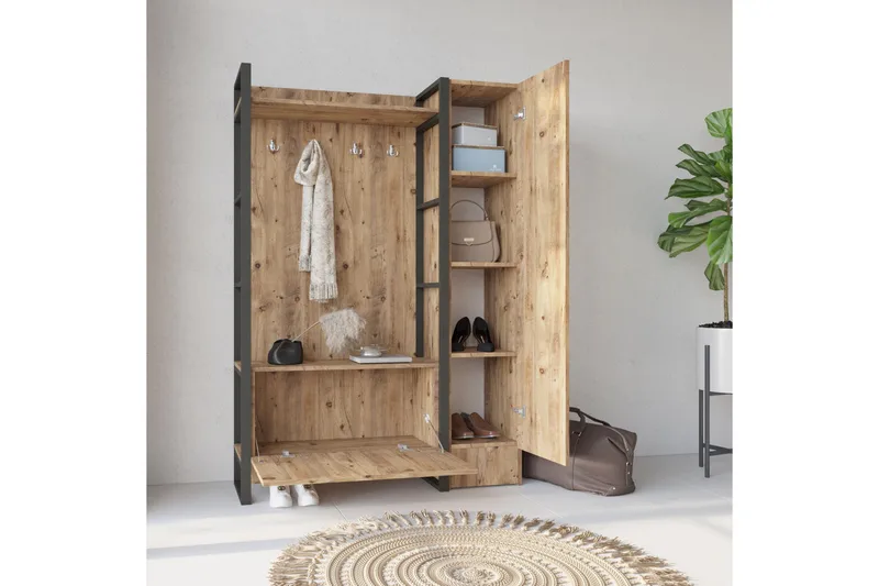 Hardyng Entrémøbelsæt 34x90 cm Højre - Natur - Møbler - Entrémøbler - Møbelsæt til hall og entre