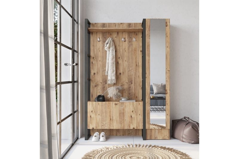 Hardyng Entrémøbelsæt 34x90 cm Højre - Natur - Møbler - Entrémøbler - Møbelsæt til hall og entre