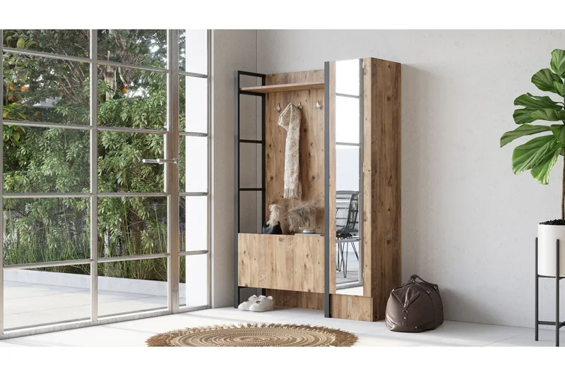 Hardyng Entrémøbelsæt 34x90 cm Højre - Natur - Møbler - Entrémøbler - Møbelsæt til hall og entre