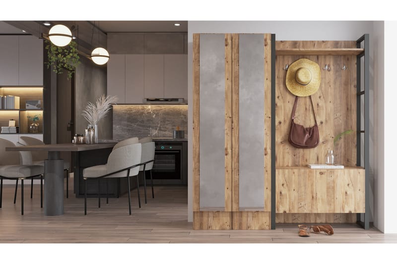 Hardyng Entrémøbelsæt 34x90 cm - Natur - Møbler - Entrémøbler - Møbelsæt til hall og entre