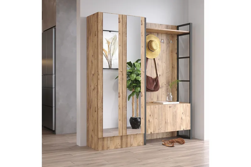 Hardyng Entrémøbelsæt 34x90 cm - Natur - Møbler - Entrémøbler - Møbelsæt til hall og entre