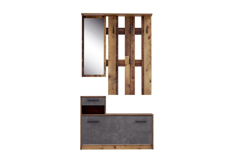 Haysville Entrémøbelsæt 98x180 cm - Brun / grå - Møbler - Entrémøbler - Møbelsæt til hall og entre