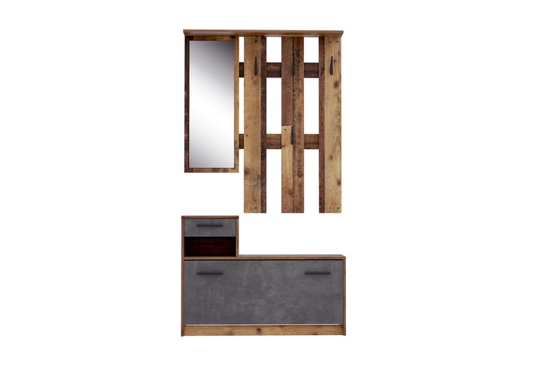 Haysville Entrémøbelsæt 98x180 cm - Brun / grå - Møbelsæt til hall og entre - Entréopbevaring