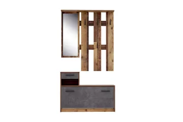 Haysville Entrémøbelsæt 98x180 cm - Brun / grå - Møbler - Entrémøbler - Møbelsæt til hall og entre