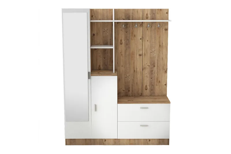 Hialeh Entrémøbelsæt 37x140 cm, Natur/Hvid