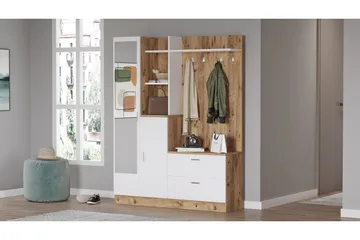 Hialeh Entrémøbelsæt 37x140 cm - Natur/Hvid - Møbler - Entrémøbler - Møbelsæt til hall og entre
