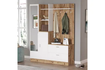 Hialeh Entrémøbelsæt 37x140 cm - Natur/Hvid - Møbler - Entrémøbler - Møbelsæt til hall og entre