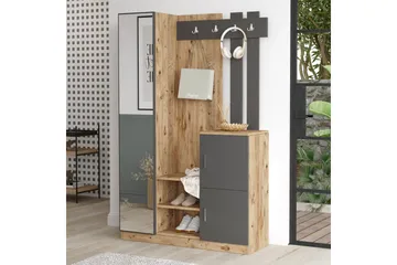 Hialeh Entrémøbelsæt 38x114 cm - Natur/Antracit - Møbler - Entrémøbler - Møbelsæt til hall og entre