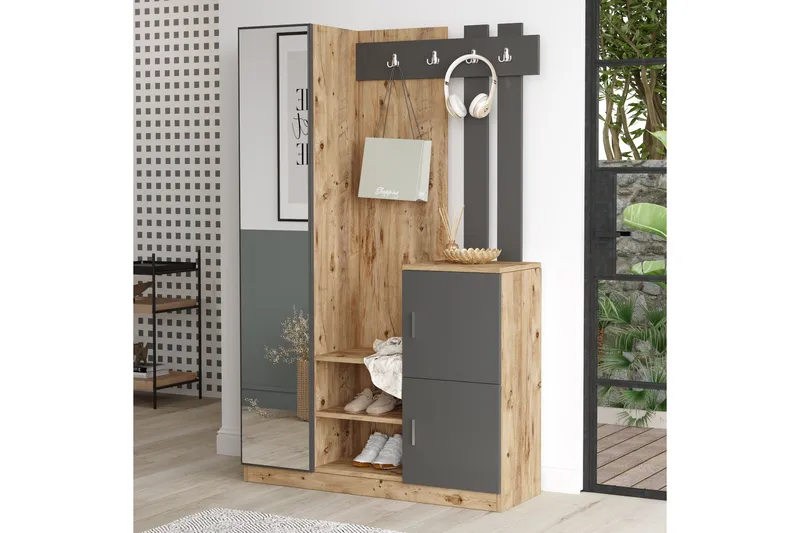 Hialeh Entrémøbelsæt 38x114 cm, Natur/Antracit