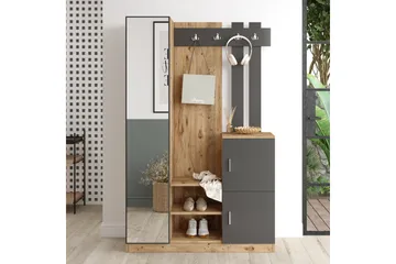 Hialeh Entrémøbelsæt 38x114 cm - Natur/Antracit - Møbler - Entrémøbler - Møbelsæt til hall og entre