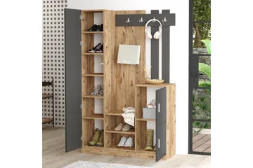 Hialeh Entrémøbelsæt 38x114 cm - Natur/Antracit - Møbler - Entrémøbler - Møbelsæt til hall og entre