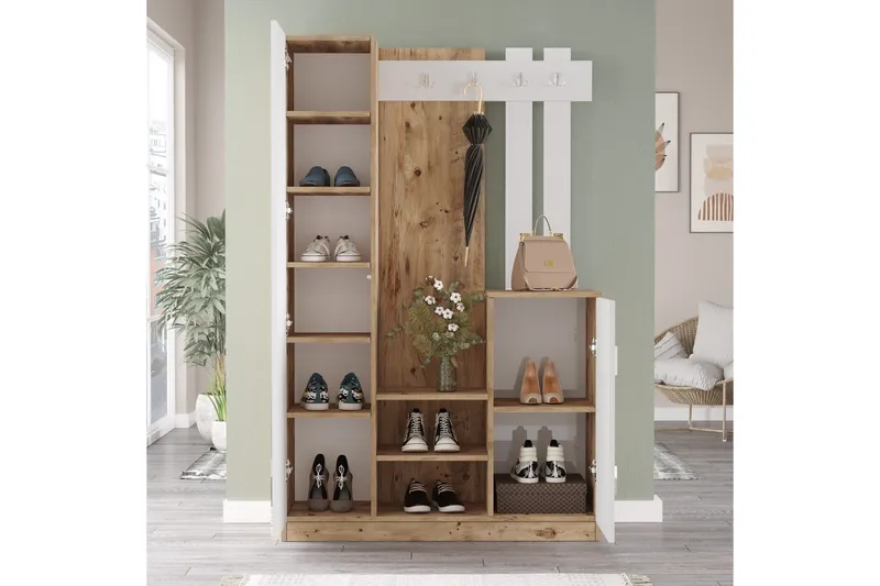 Hialeh Entrémøbelsæt 38x114 cm - Natur/Hvid - Møbler - Entrémøbler - Møbelsæt til hall og entre