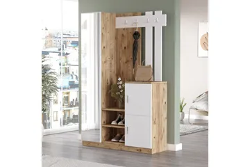 Hialeh Entrémøbelsæt 38x114 cm - Natur/Hvid - Møbler - Entrémøbler - Møbelsæt til hall og entre