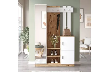 Hialeh Entrémøbelsæt 38x114 cm - Natur/Hvid - Møbler - Entrémøbler - Møbelsæt til hall og entre