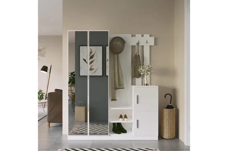 Hialeh Entrémøbelsæt 38x147 cm - Hvid - Møbler - Entrémøbler - Møbelsæt til hall og entre