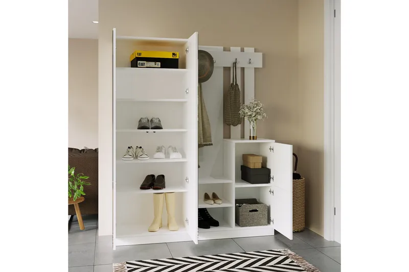 Hialeh Entrémøbelsæt 38x147 cm - Hvid - Møbler - Entrémøbler - Møbelsæt til hall og entre