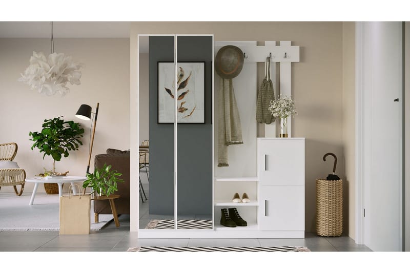 Hialeh Entrémøbelsæt 38x147 cm - Hvid - Møbler - Entrémøbler - Møbelsæt til hall og entre