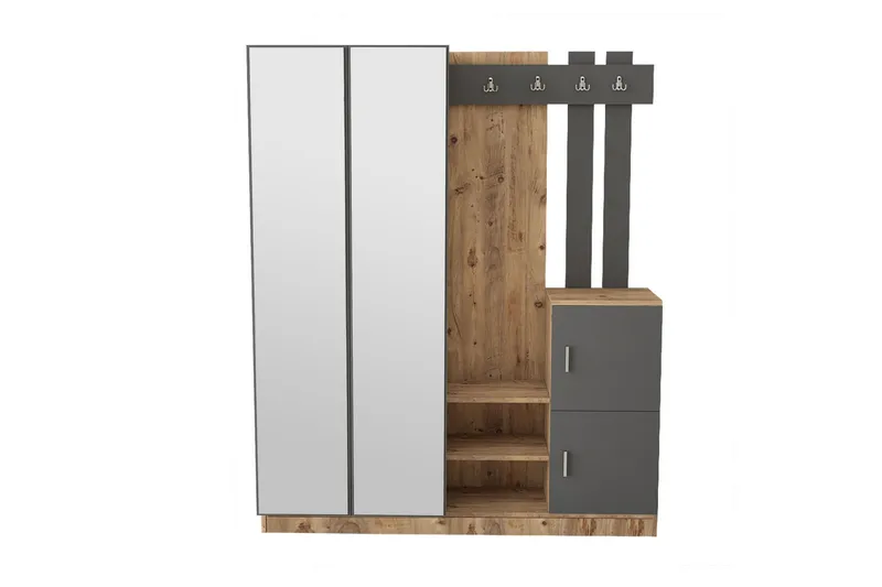 Hialeh Entrémøbelsæt 38x147 cm - Natur / antracit - Møbler - Entrémøbler - Møbelsæt til hall og entre