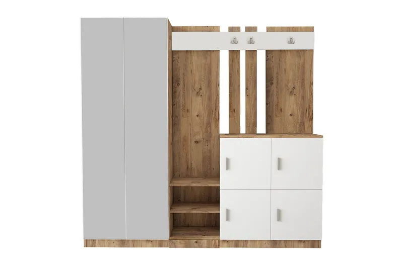 Hialeh Entrémøbelsæt 38x187 cm - Natur / hvid - Møbler - Entrémøbler - Møbelsæt til hall og entre