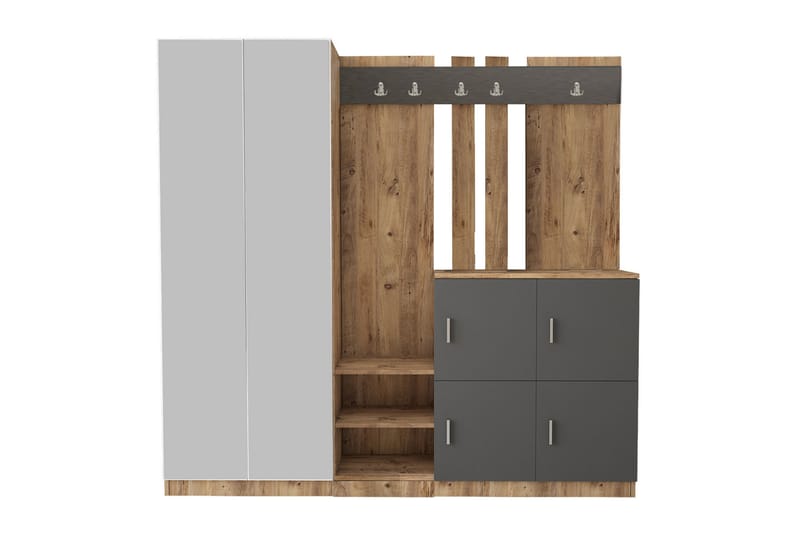 Hialeh Entrémøbelsæt 38x187 cm - Natur/Antracit - Møbler - Entrémøbler - Møbelsæt til hall og entre