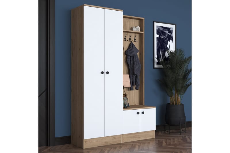 Hooda Hallmøbelsæt Brun/Hvid - Hanah Home - Møbler - Entrémøbler - Møbelsæt til hall og entre