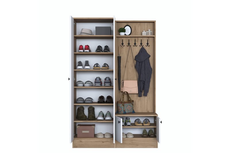 Hooda Hallmøbelsæt Brun/Hvid - Hanah Home - Møbler - Entrémøbler - Møbelsæt til hall og entre