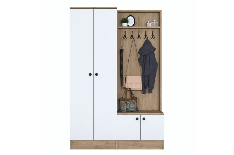 Hooda Hallmøbelsæt Brun/Hvid - Hanah Home - Møbler - Entrémøbler - Møbelsæt til hall og entre