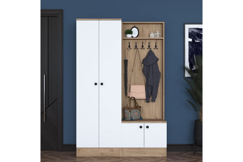 Hooda Hallmøbelsæt Brun/Hvid - Hanah Home - Møbler - Entrémøbler - Møbelsæt til hall og entre