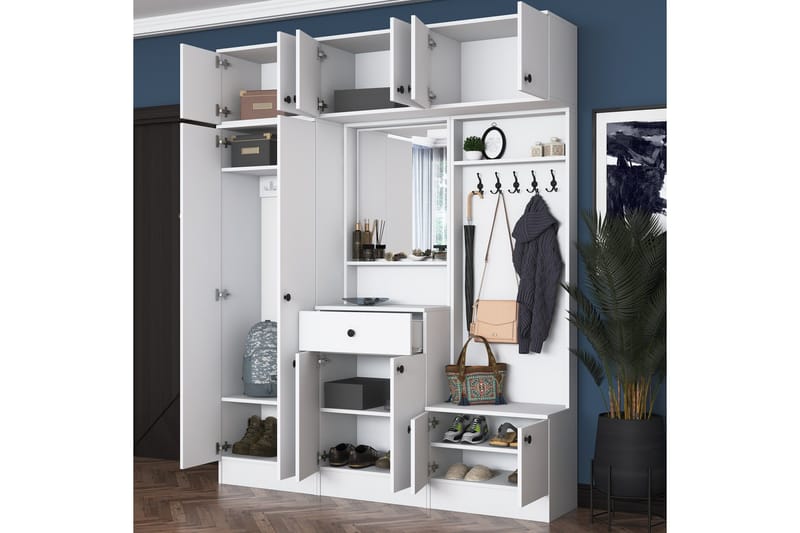 Itsuo Hallmøbelsæt Hvid - Hanah Home - Møbler - Entrémøbler - Møbelsæt til hall og entre