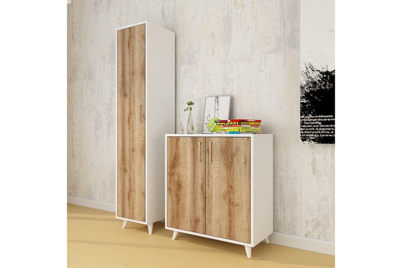 Jondnnitte Entrémøbelsæt 180x120 cm - Natur/Hvid - Møbler - Entrémøbler - Møbelsæt til hall og entre
