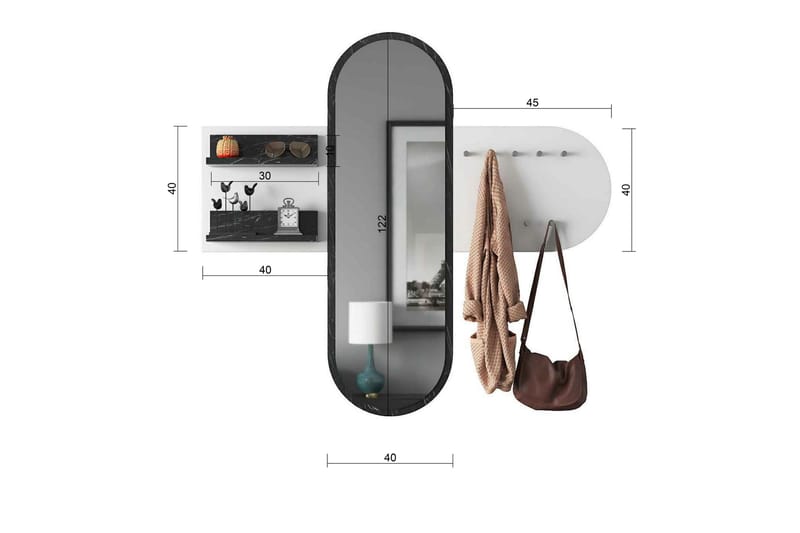 Juignac Entrémøbelsæt 120 cm - Hvid - Møbler - Entrémøbler - Møbelsæt til hall og entre