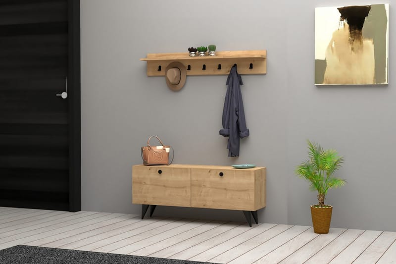 Melcolm Entrémøbelsæt 35x113 cm - Natur - Møbler - Entrémøbler - Møbelsæt til hall og entre