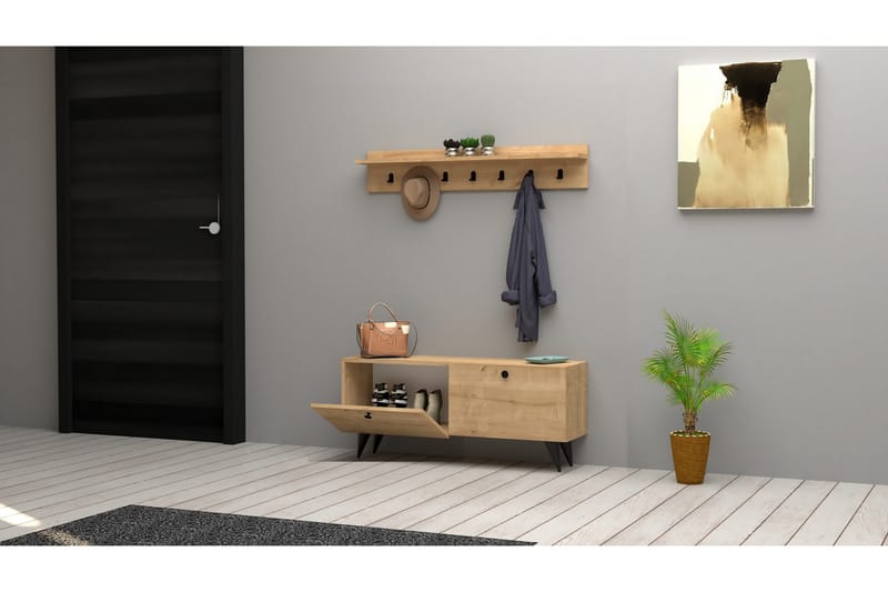 Melcolm Entrémøbelsæt 35x113 cm - Natur - Møbler - Entrémøbler - Møbelsæt til hall og entre