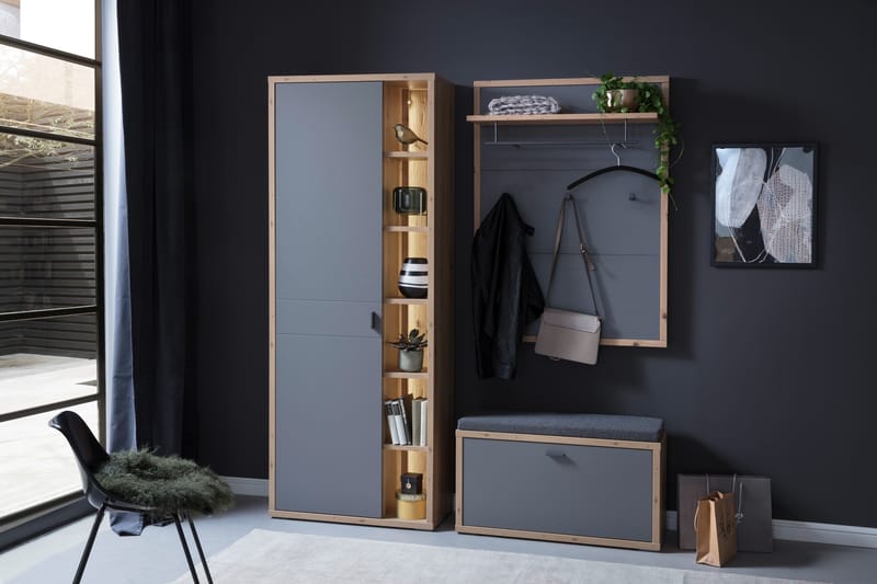 Nacimento Entrémøbelsæt 3 dele 37x172 cm - Grå/Natur - Møbler - Entrémøbler - Møbelsæt til hall og entre