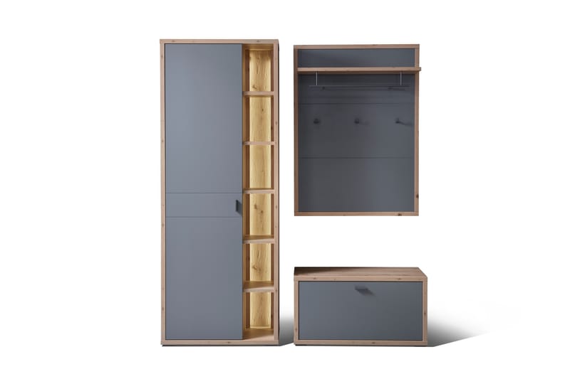 Nacimento Entrémøbelsæt 3 dele 37x172 cm - Grå/Natur - Møbler - Entrémøbler - Møbelsæt til hall og entre