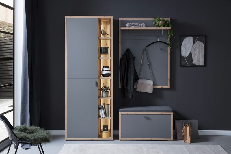 Nacimento Entrémøbelsæt 3 dele 37x172 cm - Grå/Natur - Møbler - Entrémøbler - Møbelsæt til hall og entre