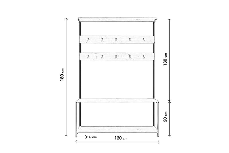 Napoca Entrémøbelsæt 120 cm - Mørkebrun - Møbler - Entrémøbler - Møbelsæt til hall og entre