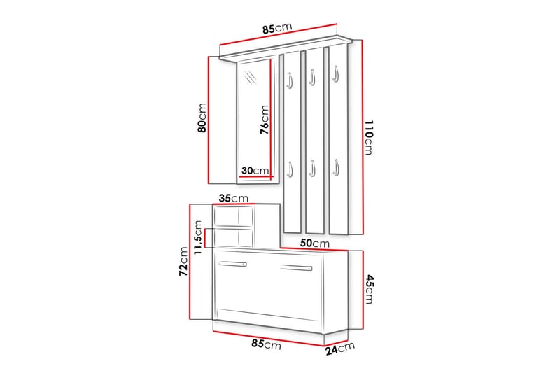 Nesebar Entrémøbel 85 cm - Træ - Møbler - Entrémøbler - Møbelsæt til hall og entre
